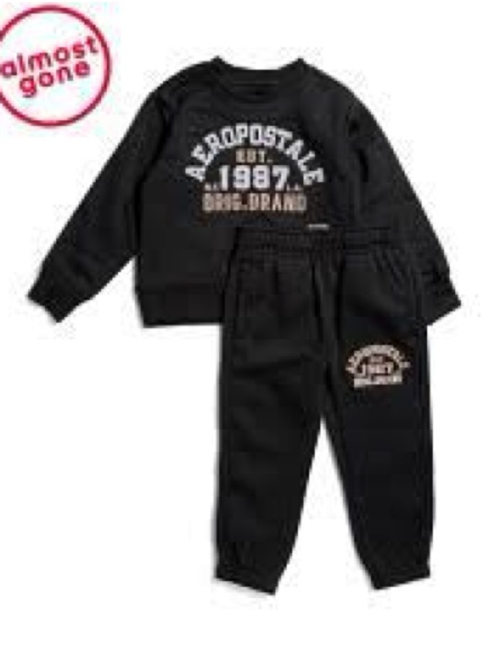 Aeropostale Kids Black Sweatshirt & Joggers Set NWT